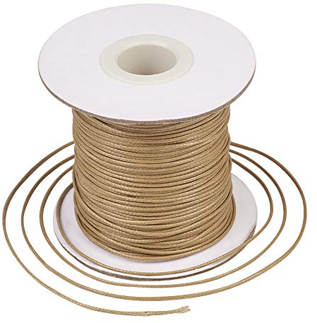 Craftdady Koreanische gewachste Polyesterschnur für Kumihimo Flechtscheibe, Schmuckherstellung, Knotenherstellung, 80 m/Rolle, 1 mm, Hellbraun