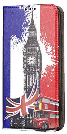 Hülle für iPhone 7 / 8 / SE 2020 Handyhülle Motiv 282 London England Big Ben Schwarz Rot Blau Premium Smart aus Kunstleder einseitig bedruckt HandyCover Handyhülle für iPhone 7 / 8 / SE 2020 Hülle