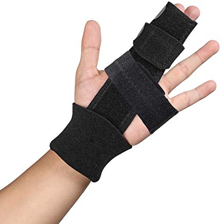 Scurnhau Fingerschiene für 2 Finger Fixieren, verstellbare Fingerschiene aus Aluminium, Unterstützung für gebrochene Finger, Arthritis, Triggerfinger, Schmerzlinderung, Verstauchungen (L/XL)