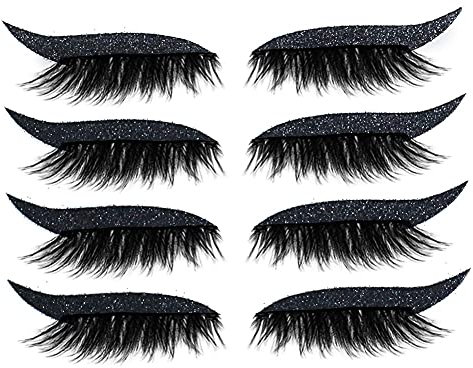 4 paia di adesivi per ciglia e eyeliner, adesivi per eyeliner glitter riutilizzabili Trucco per occhi fumosi, nastro per palpebre invisibile autoadesivo lucido Eye Line Eye Tool # Nero