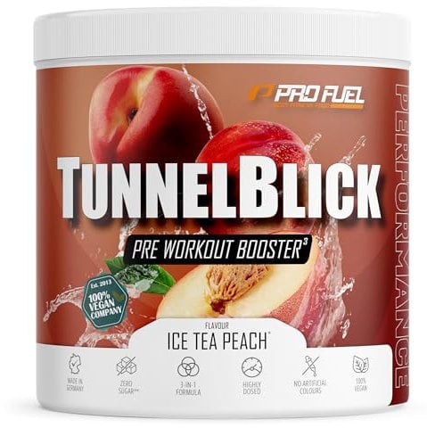 Pre-Workout-Booster³ EISTEE PFIRSICH 440g - unglaublich lecker - TUNNELBLICK Trainingsbooster³ mit Citrullin, Arginin, Taurin, Koffein, Guarana und Magnesium - optimal hochdosiert - 100% vegan