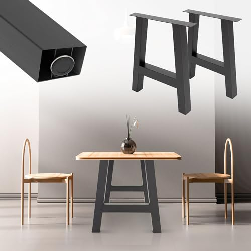 ML-Design 2er Set Tischbeine A-Form 70x72cm Anthrazit, Profil 8x8cm, pulverbeschichteter Stahl, Industriedesign, Metall Tischkufen Tischgestell Tischuntergestell Möbelfüße, für Esstisch Schreibtisch