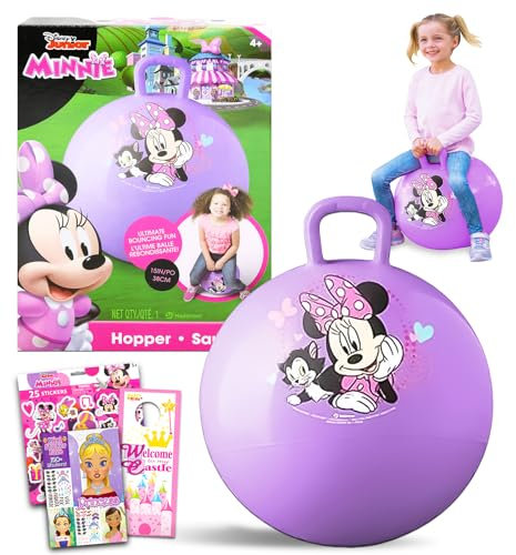 Disney Minnie Mouse Hopper Ball für Kinder – Bündel mit 38,1 cm Minnie Hüpfball mit Griff, Aufklebern und mehr (Minnie Mouse Outdoor-Spielzeug)