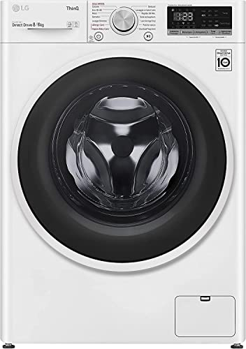 LG F4DE408AIDD Lavasciuga a Carica Frontale 8 / 6 Kg, 1400 Giri/min, Lavatrice e Asciugatrice con Intelligenza Artificiale AI DD, Vapore Igienizzante, Motore Inverter Direct Drive, 60x85x56cm - Bianco