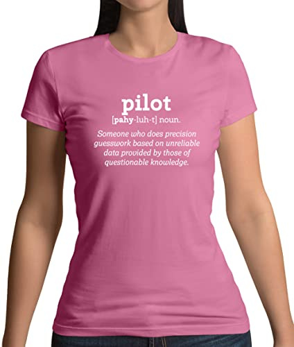 Dressdown Funny Pilot Definition - Womens Crewneck T-Shirt - Azalea - Medium