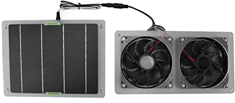 Asixxsix Kit de Ventilador de Panel Solar, 100 W, 12 V, Impermeable, Portátil, Doble Ventilador de Escape, Alimentado por Energía Solar, Ventilador Doble para Gallineros Pequeños, Invernaderos