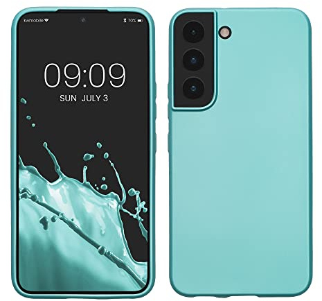 kwmobile Handyhülle für Samsung Galaxy S22 Hülle - Silikon Case metallisch schimmernd - Schutzhülle Cover - Metallic Mintgrün