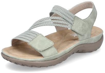 Rieker Femme Sandales 64870, Dame Sandales Fines,Chaussure d'été,Sandale d'été,Confortable,Plate,Vert (grün / 52),43 EU / 9 UK