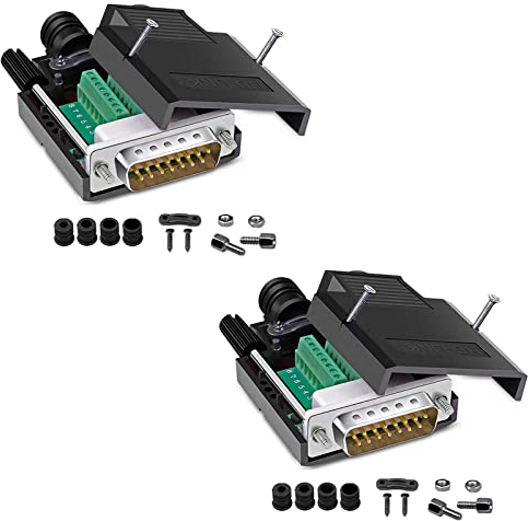 PENGLIN 2PCS DB15 lötfreier männlicher RS232 D-SUB serieller Adapter, 16mm dünner 15-pin Port Terminierung lötfreier Breakout Board Stecker mit Gehäuse Zubehör