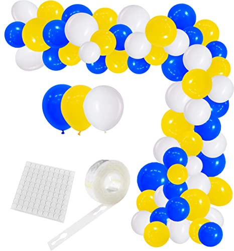 139 blaue und gelbe Ballongirlanden-Set, königsblaue und gelbe Ballons für Geburtstage, Hochzeiten, Babypartys, Abschlussfeiern, Jahrestage, Junggesellinnenabschiede, Verlobungsdekoration