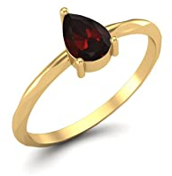 Natürlicher Granat 6 x 4 mm birnenförmiger Solitärring 925 Sterling Silber Damen Hochzeitstag Ring (Gold-Vermeil, 63)