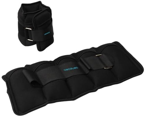 Cecotec Verstellbare Gewichte für Knöchel und Handgelenke Drumfit AnkleBell 2500 Neo. Set mit 2 verstellbaren Gewichten mit Klettverschluss, einstellbar von 0,5 bis 2,5 kg, 5 Beutel mit je 500 g Sand