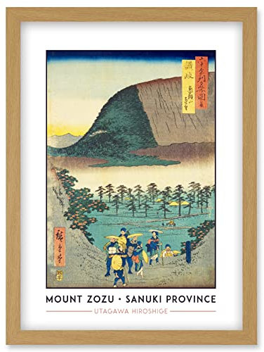 Wee Blue Coo Distant View of Mount Zozu Sanuki Province Utagawa Hiroshige Japanese Woodblock Classic Collection Artwork Framed Wall Art Print A4
