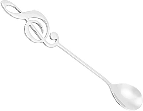 YZJSSL Cucchiaio Cucchiaio da miscelare Cucchiaio da Dessert in Acciaio Inossidabile Cucchiaio da caffè per Bevande Note Musicali (Nero)-Silver