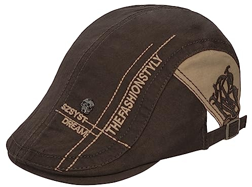 HAPPYPOP Schirmmütze Herren Schiebermütze Schwarz Driving Cabbie Jagd Flatcap Newsboy Cap