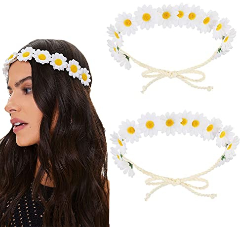 VASANA 3 Stück Sonnenblumen-Stirnband, Blumenkrone, Kopfschmuck, Damen-Kopfschmuck, Haarschmuck, Brautschmuck, Blumengirlande, Kopfbedeckung