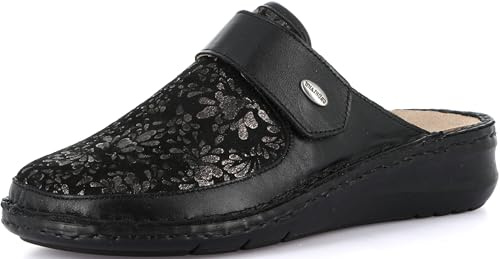 GRÜNLAND-DAMI-Komfort Slipper mit geschlossener Spitze und Stretch, Conforma-Sohle, herausnehmbare Innensohle aus Kork und Leder und handgefertigte Nähte