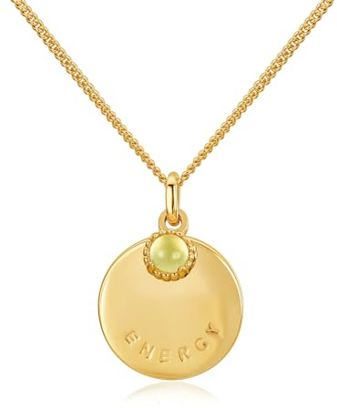 Brandlinger ® Halskette Damen Silber 925. Heilstein Kette mit Anhänger Edelstein und Kraftstein Gravur. Kette Damen vergoldet mit 18 Karat Gold, Schmuck für Frauen und Mädchen. Kettenlänge verstellbar 45-50cm.