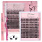 Fenshine Cluster Lashes Individual Lashes Wide Stem C/D Curl 9-15mm Length DIY Eyelash Extension Individual Soft False Lashes for Personal Use at Home (T02 Kit, MIX 9-15mm)