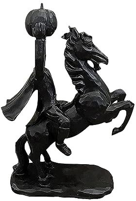 ZamoUx Sleepy Hollow Kopfloser Reiter Statue Dekor Horror Kopfloser Reiter Halloween Dekor Skulptur Handgefertigte Harzornamente Figuren for Zuhause Innen Büro Desktop Dekorationen(Black 02)