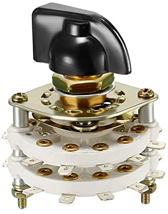Rebower Banda Selector Giratorio Interruptor 2P10T 2 Polo 10 Posiciones, 2 Plataformas [Para Radio, TV, Industrial Máquina Control Unidad] - 1uds
