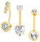 Besyvvin 3er Bauchnabelpiercing 14mm Chirurgenstahl Gold Piercing Bauchnabel Bauchpiercing Damen mit Herz Stein