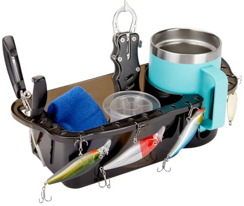 KEMIMOTO Boat Cup Holder Caddy Organizer, Marine Cup Holder Universal Fit for Bass Kayak Pontoon Jon Boat Storage Fishing Accessories