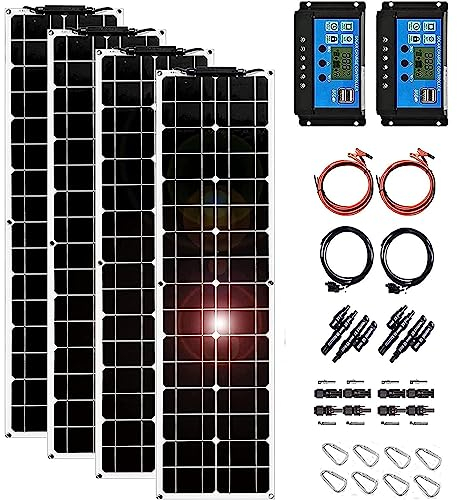 Kit de Panel Solar de 400W, controlador de placa de células solares de carga de 12V, células solares portátiles impermeables para teléfono, Rv, coche, Mp3,4X200
