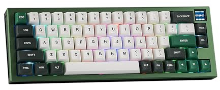 EPOMAKER MS68 VIA Wireless Gaming Keyboard with TFT Screen, 65% Aluminum Mechanical Keyboard, Hot Swappable Creamy Keyboard, Bluetooth/2.4Ghz/USB-C, RGB Backlit (Green, Wisteria Linear Switch)