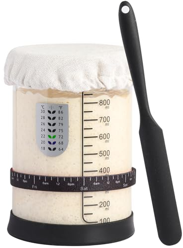 Vistara Sourdough Starter Kit- 1L Large Capacity Sourdough Starter Jar with Silicone Lid