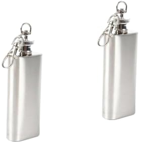 Zerodeko 2piezas Onzas Jarra De Acero Inoxidable Con Tapa Plana y Llavero Para Beber Whisky Diseño Compacto Para Viajes y Senderismo