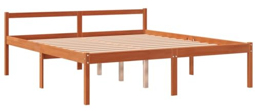 vidaXL Seniorenbett Wachsbraun 150x200 cm Massivholz Kiefer