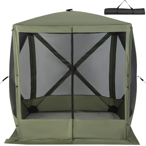 TANGZON 2.3 x 2.3m/3.5 x 2.3m/3.5 x 3m Pop Up Canopy Tent, Camping Sunshade Shelter Gazebo with 4/6-Sided Walls, Carrying Bag, UV 50+ Heavy-duty Marquee Tent Canopy(Green, 225 x 225 x 205 cm)