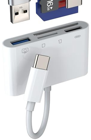 USB C auf USB 3.0 SD Micro SD Kartenleser Adapter für Apple iPhone iPad Macbook Kompatibel für Samsung Kamera TF Karte Card Reader Handy OTG Kartenlesegerät Digitalkamera Speicherkartenleser Converter