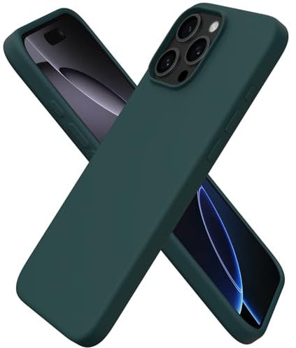 ORNARTO Compatible with iPhone 16 Pro Max Case 6.9, Slim Liquid Silicone 3 Layers Full Covered Soft Gel Rubber 16 Pro Max Phone Cases Cover 6.9 inch-Olive Green