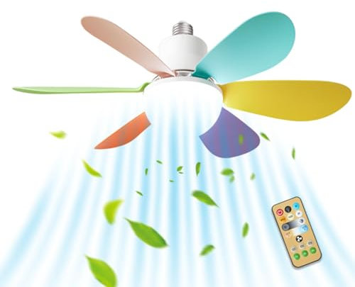 Luckxing Luz de ventilador de techo con control remoto,Ventilador de techo LED con control remoto - Montaje empotrado del ventilador del zócalo con la luz regulable, ajustable de 3 velocidades |