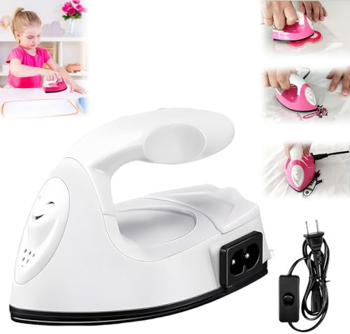 Mini ferro piatto per capelli, mini ferro da stiro, mini ferro da stiro, mini ferro piatto per capelli holics beauty, base di ricarica accessori per perline patch vestiti (bianco)