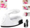Mini plancha plana para cabello, mini plancha para manualidades, mini plancha plana para belleza del cabello, accesorios de base de carga para cuentas, ropa de parche (blanco)
