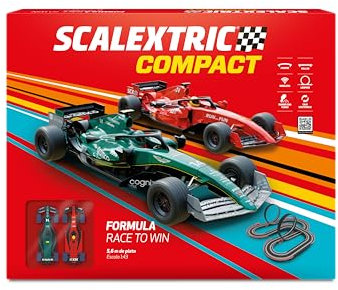 SCALEXTRIC - Circuito Compact - Pista de Carreras Completa - 2 Coches y 2 mandos 1:43 (Formula Race to Win)