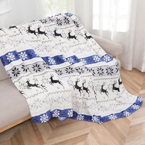 Kuscheldecke Weihnachtsdecke Weihnachtsmotiv 220x200 cm Christmas Winterdecke flauschig warme Tagesdecke Wohnzimmer Deko Sofadecke Bettdecke