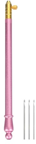 PATIKIL Tambour Haken Häkelnadel Tambour Stickerei mit 3 Nadeln Ergonomische Häkel Nadel für Stricker, Tambour Nadel für DIY Puppen Hüte Handschuhe Socken Haarspange Pink