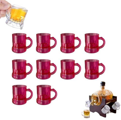 Mini Plastic Beer Mugs, 1 Oz Clear Plastic Beer Glasses, Clear Plastic Shot Glasses Beer Mug with Handles,Shot Glasses with Handles, Reusable Beer Stein Tasting Glasses for Drinking Beer Party BBQ