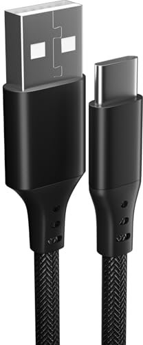 pluX Charger Cable For Xiaomi Redmi Note 13 Pro/Pro Plus/Note 13/Note 12 Pro/Note 12 Pro Plus/Note 12/Note 11 Pro/Note 11 Pro Plus/Note 11 [2M] 3A Nylon Braided USB TO USB C Charger Cable (BLACK)