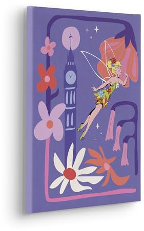 Komar Keilrahmenbild - Disney Tinker Bell Flower City - Größe: 30 x 40 cm - Leinwandbild, Kinderzimmer, Lila