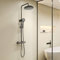 KOMIRO Colonne de Douche Noir, Thermostatique, Colonne de Douche avec Mitigeur, 23 x 23cm Douche de Tête, Réglable en Hauteur, Ensemble de Douche pour Salle de Bain, Rond (style1)