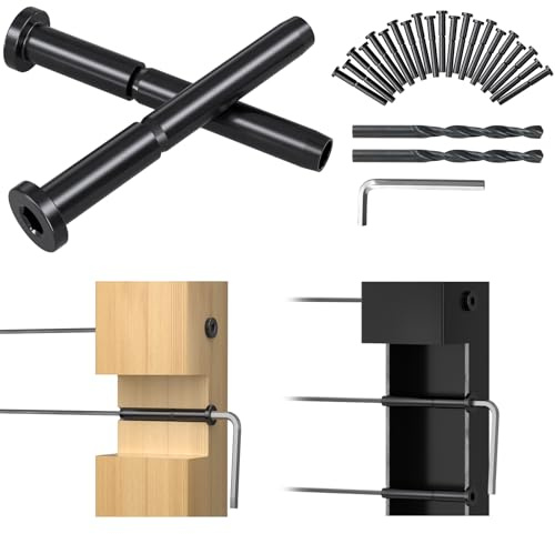FMhotu Lot de 10 kits de garde-corps invisibles de 0,3 cm, récepteur invisible en acier inoxydable T316 et extrémité de goujon, tendeur de sertissage pour poteaux en bois/métal, matériel de