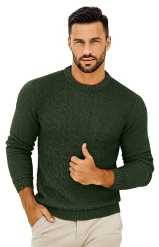 VEARZ Unisex Mens Casual Lightweight Crew Neck Winter Jumpers Cable Knitted Pullover - Adults Classic Soft Long Sleeve Thermal Sweater Tops for Men UK