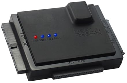 SWOOMEY USB 3.0 Festplattenkonverter für 2, 5 und 3, 5-Zoll IDE HDD | Schwarz, Abs Ausführung, LED Beleuchtung, bis 5000gb, für SSD und Cd/dvd Brenner