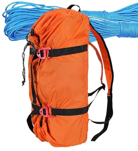 Seiltasche – Kletterseil-Rucksack, 48 x 24 cm, einfach zu verstauen, großes Fassungsvermögen, Bergsteigerzubehör mit Schnalle aus Aluminiumlegierung, Polyester-Gurtband, Klettertasche für Trekking