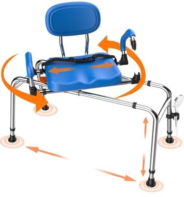 Sedia doccia girevole 360° e scorrevole, portata 204 kg